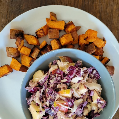 Koolsalade Met Garnalen En Zoete Aardappel Menuut